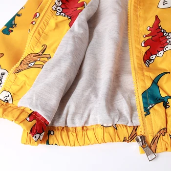 Nowe letnie jesienne dla dzieci topy odzież 1-7 lat dzieci chłopcy odzież żółty dinozaur druku kurtki dla chłopców
