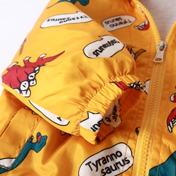 Nowe letnie jesienne dla dzieci topy odzież 1-7 lat dzieci chłopcy odzież żółty dinozaur druku kurtki dla chłopców