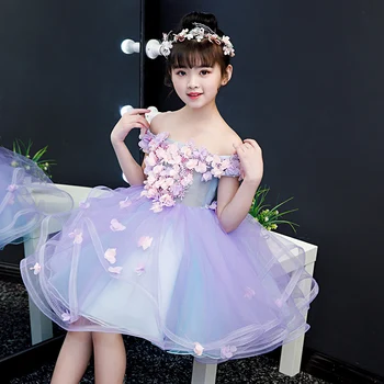 Nowe Luksusowe Aplikacje Dla Dzieci Sukienka Dziewczyna Kwiaty Ślubny Garnitur Księżniczka Bez Ramion Sukienka Dziewczyny Urodziny Suknie Wieczorowe