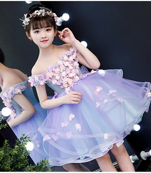 Nowe Luksusowe Aplikacje Dla Dzieci Sukienka Dziewczyna Kwiaty Ślubny Garnitur Księżniczka Bez Ramion Sukienka Dziewczyny Urodziny Suknie Wieczorowe