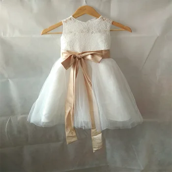 Nowe sukienki kwiat na wesele dziewczynki dzieci/dla dzieci sukienka Koronki crepe / naleśniki francuskie dziurka Party Pageant Communion Dress