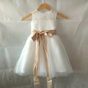 Nowe sukienki kwiat na wesele dziewczynki dzieci/dla dzieci sukienka Koronki crepe / naleśniki francuskie dziurka Party Pageant Communion Dress