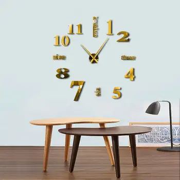 Nowoczesny DIY Mute Duże zegary ścienne Home Decor Office 3D powierzchni lustra ścienne naklejki zegar gigantyczne hale ozdobne zegarki Zegarek
