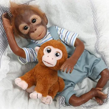 Nowy 21 cm 52 cm handmade reborn Monkey jest bardzo miękka silikonowa lalka Macaco bebe bonecas szczegółowe farba kolekcjonerska lalka artystyczna