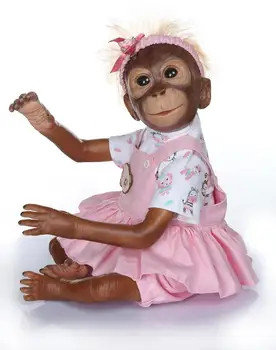 Nowy 21 cm 52 cm handmade reborn Monkey jest bardzo miękka silikonowa lalka Macaco bebe bonecas szczegółowe farba kolekcjonerska lalka artystyczna