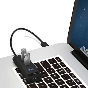 Nowy, szybki 4-portowy USB 3.0 przenośny kompaktowy hub adapter do PC komputer przenośny Hgih Quanlity z przewodem 30 cm