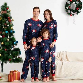 Nowy świąteczny zestaw пижам odzież Dziecięca Świąteczna rodzina rodzic-dziecko garnitur drukowanie domowego obsługi bawełna miękka piżama z 2 części