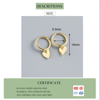Obecnie стерлинговое srebro próby 925 serce Huggies Hoop kolczyki dla modnych kobiet INS Fine 18k Gold Jewelry piękne minimalistyczne akcesoria