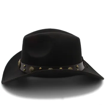Odzież męska wełniana Zachodnia kowbojski kapelusz mu zwinięte polami pan tata Jazz konne sombrero Hombre Cap rozmiar 56-58 cm skórzany pasek