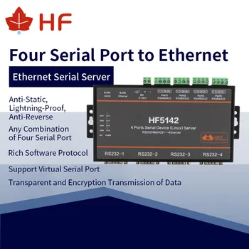 Oficjalna przemysłowy HF5142B 4 porty RJ45, RS232/485/422 Serial To Ethernet Free RTOS Serial Server Device Converter