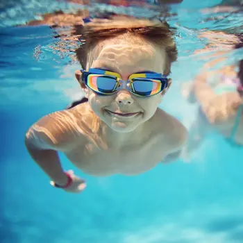 Okulary pływackie wygodne silikonowe, regulowane okulary pływackie dziecięce przeciwmgielne UV-wodoodporny okulary pływackie z przezroczystym korpusem