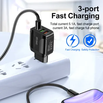 Olnylo Quick Charger Adapt USB Charger For Samsung A50 iPhone 8 7 Tablet Xiaomi QC 3.0 Fast Wall Charging US EU UK Plug Chargers