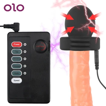 OLO Electric Shock Glans Trainer Electro Stimulator Therapy Penis Male Massage Masturbation Delay Training sex zabawki dla mężczyzn
