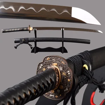 Ostra Praktyka Cięcia Japoński Miecz Katana Pełna Tan Miecz Samurajski Pełna Ręcznie Glina Hartowane Ostrze Nóż Иайто Domowy Wyświetlacz