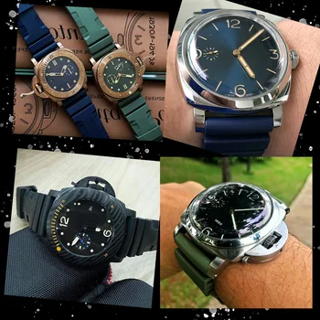 Pasek do zegarków Panerai LUMINOR PAM 441 miękki kauczuk naturalny silikon 24 26 mm akcesoria do zegarków bransoletka do zegarka mężczyzna klamra pasek