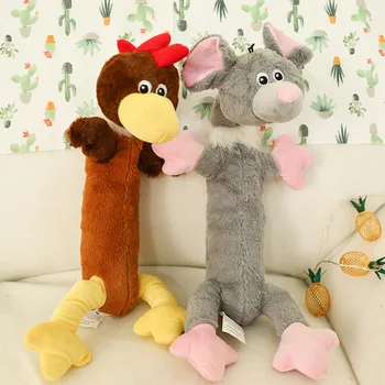 Pet Vocal Toy Dog Cat Short Plush Toy Long Strip Mouse Turkey Toy Chewing Teeth Bite Interactive Toy Pet Dog Funny Play Supplies