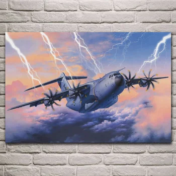 Piękny A400M Atlas transport aircraft artwork living room decoration home wall art decor wood frame fabric plakaty KJ710
