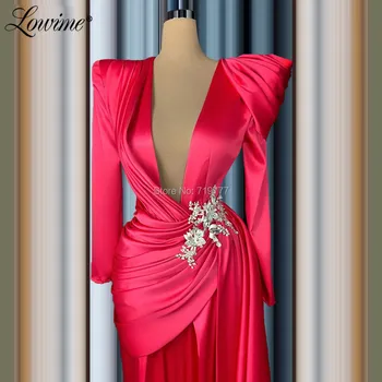Plus Głęboki Dekolt Dubaj Projekt Kobiece Sukienki Z Długimi Rękawami Syrenka Suknia Wieczorowa Gwiazdy Suknie Wieczorowe 2020 Na Zamówienie