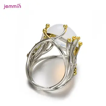 Prawdziwy klasyczny urok pierścień element imitacja kamień Księżycowy pierścień dla kobiet Hurtowa ślubne obrączki biżuteria