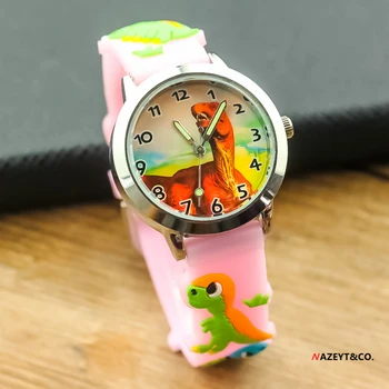 Promocja dzieci kreskówki zegarek mali chłopcy dziewczęta dinozaur dial 3D pasek silikonowy zegarek student Świecące strzałki zegarki sportowe