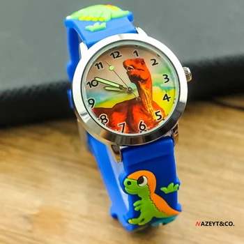 Promocja dzieci kreskówki zegarek mali chłopcy dziewczęta dinozaur dial 3D pasek silikonowy zegarek student Świecące strzałki zegarki sportowe