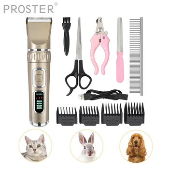 PROSTER USB Akumulator Pet golarka zestaw wyświetlacz LCD pies, kot, strzyżenie włosów, Nożyczki profesjonalne narzędzia do strzyżenia włosów zwierząt