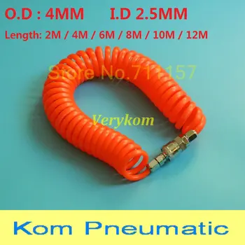 PU 4mm x 2,5 mm poliuretanowy sprężarka powietrza elastyczny wąż rura powietrza narzędzia ze złączem PU0425 sprężyna spiralna rura 4*2.5