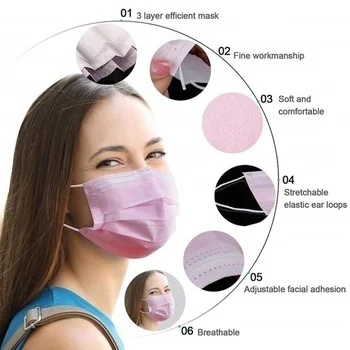 Purpurowe rozporządzalnych ustniki pokrywy strony z 3 warstwami non-сплетенной odzieży pokrywają Eyeshade