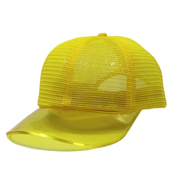 Pusty prosty pełna siatki trucker kapelusz dla mężczyzn kobiet przezroczysty daszek czapka letnia czapka z daszkiem czarny, biały, żółty
