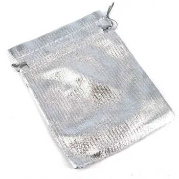 QIFU 100szt 7x9 9x12cm srebrna złota metalowa folia, tkanina organza worki dekoracje ślubne prezenty rzemiosło cukierki pakowanie torby