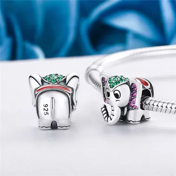Qikaola  Sterling Silver Dumbo Charms, Beads Fit oryginalna bransoletka kolczyki DIY Jewelry Making CMS1513