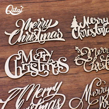QITAI 12 szt./lot 6styles Merry Christmas drewniany list DIY scrapbooking papier pocztówka rzemiosło domowe dekoracyjne ręcznie WF323
