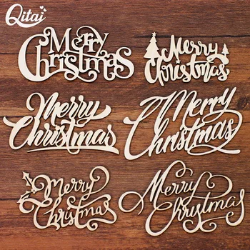 QITAI 12 szt./lot 6styles Merry Christmas drewniany list DIY scrapbooking papier pocztówka rzemiosło domowe dekoracyjne ręcznie WF323