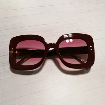 QPeClou marka oversize damskie okulary przeciwsłoneczne retro nity kwadratowe okulary Moda vintage, z tworzyw sztucznych gradientu Oculos De Sol UV400