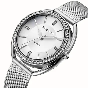 REBIRTH Ultra-thin Watch Women Diamond kobiet Mody zegarki damskie zegarek wodoodporny zegarek bransoletka prezent relogio feminino saat
