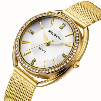 REBIRTH Ultra-thin Watch Women Diamond kobiet Mody zegarki damskie zegarek wodoodporny zegarek bransoletka prezent relogio feminino saat