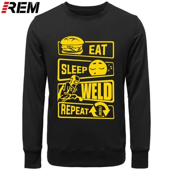 REM Hoodies Funny Welding Eat Sleep Weld Repeat For Welders bawełniane bluzki modne meble odzież bluzki z długim rękawem, bluzy, swetry