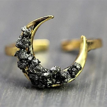 Retro Księżyc w kształcie lepka Ruda pierścień Otwarcie regulowane złote pierścienie kobiety zaręczyny ślub biżuteria moda