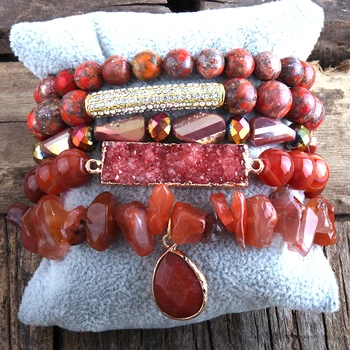 RH moda Boho biżuteria naturalny kamień zroszony bransoletka 5szt bransoletki zestawy dla kobiet prezent dropship
