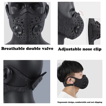 Rowerowa Maska PM2.5 maska przeciwpyłowa Sport na świeżym powietrzu maseczka do twarzy z filtrem aktywnego węgla trening górska droga jazda na rowerze Maska