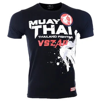 S-4XL VSZAP koszula męska do kickboxingu Gym Tee Shirt Fighting Martial Arts Fitness Training Wolf Muay Thai T Shirt Men Homme