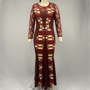 S-5XL rozmiar plus afrykańskie długie suknie dla kobiet 2020 Afrykańska odzież Afryki koronki дашики odzież Damska Ankara Afryki sukienka