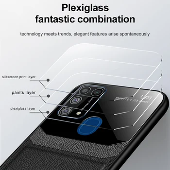 Samsung Galaxy M31 Case Silikonowy odporny na wstrząsy zderzak sztuczna skóra, pleksi tylna pokrywa dla Galaxy M30S M60S M80S pokrowce do telefonów