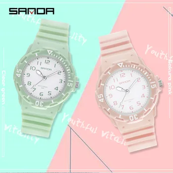 SANDA 2020 Hot Sell Youth Style Women Watch Simple Arabic Numeral Dial wodoodporny zegarek Kwarcowy prezenty Relógio Feminino 6011