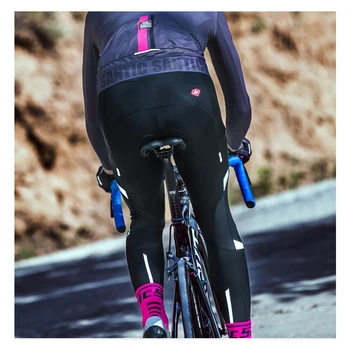 Santic męskie rowerowe spodnie 4D Pad Pro Mountian Road Bike spodnie odblaskowe długie spodnie wiosna MTB rowerowe spodnie Ropa Ciclismo
