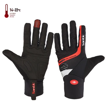 Santic męskie zimowe rękawiczki Rowerowe parawany zewnętrzne puchowe ciepłe rękawiczki MTB Sports Keep Bike Long Finger Glove Azjatycki rozmiar 5C09046