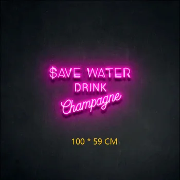 Save Water, Drink Champagne Neon Świetlny Szyld Baru Pubu Restauracji Brighten Brand Home Wall Art Decorations Party