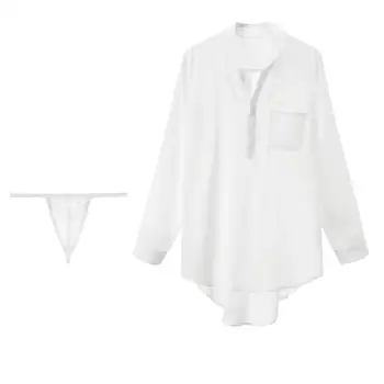 Seksowna damska szyfonowa z długim rękawem Biały perspektywa pokusa cienkie piżamy z T bielizna seksowna bielizna bielizna nocna zestawy kobiety