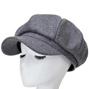 SHALUOTAOTAO New Autumn Winter Woolen Thermal Ośmioboczna Cap For Women ' s Simple Fashion Newsboy Caps Elegant Student Painter Hat