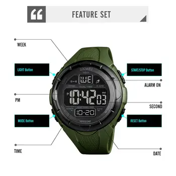 SKMEI marka męski stoper moda odliczanie LED cyfrowy zegarek Chrono 50M Waterpoof zegarek dorywczo zegarki sportowe na świeżym powietrzu